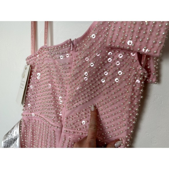 NWT Mac Duggal 93735 Pink One Shoulder (Missing Jewels) sz 4 - Picture 7 of 13